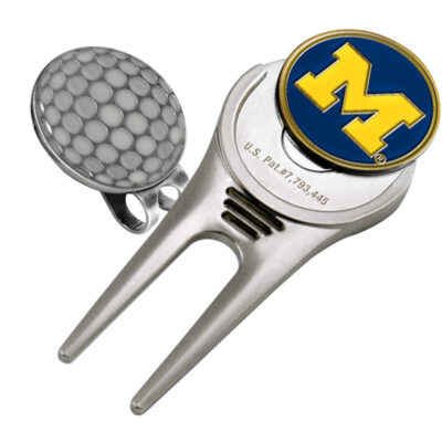 Michigan Wolverines Divot Tool Hat Clip with Golf Ball Marker (Set of 2)