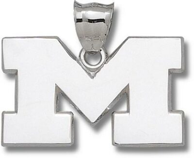 Michigan Wolverines Giant 1 1/2" W x 7/8" H Block "M" Pendant - Sterling Silver Jewelry