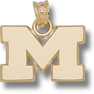 Michigan Wolverines "M" 1/2" Pendant - 14KT Gold Jewelry