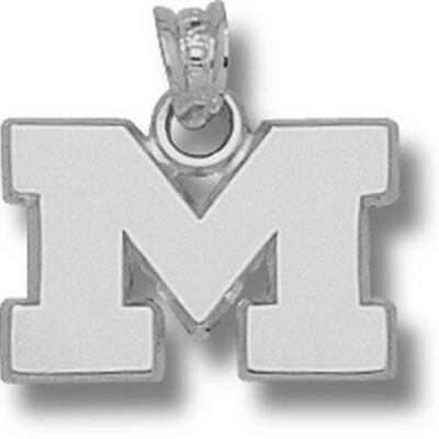 Michigan Wolverines "M" 1/2" Pendant - Sterling Silver Jewelry