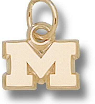 Michigan Wolverines "M" 1/4" Charm - 14KT Gold Jewelry