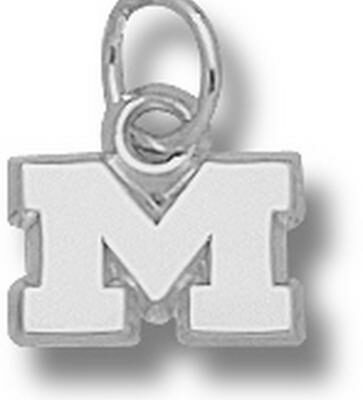 Michigan Wolverines "M" 1/4" Charm - Sterling Silver Jewelry