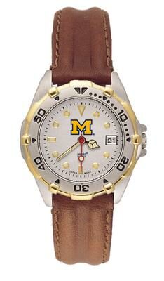 Michigan Wolverines "M" All Star Watch with Leather Band - Women's