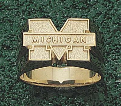 Michigan Wolverines "M Michigan" Men's Ring Size 10 1/2 - 10KT Gold Jewelry