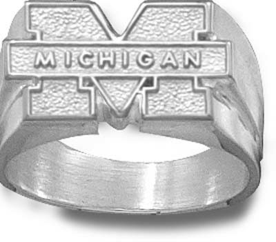 Michigan Wolverines "M Michigan" Men's Ring Size 10 1/2 - Sterling Silver Jewelry