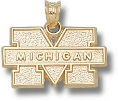 Michigan Wolverines "M Michigan" Pendant - 14KT Gold Jewelry