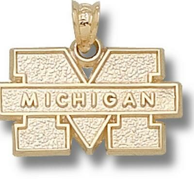 Michigan Wolverines "M Michigan" Pendant - 14KT Gold Jewelry