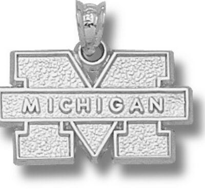 Michigan Wolverines "M Michigan" Pendant - Sterling Silver Jewelry