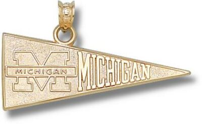 Michigan Wolverines "M and Michigan Pennant" Pendant - 10KT Gold Jewelry