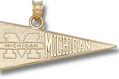 Michigan Wolverines "M and Michigan Pennant" Pendant - 10KT Gold Jewelry