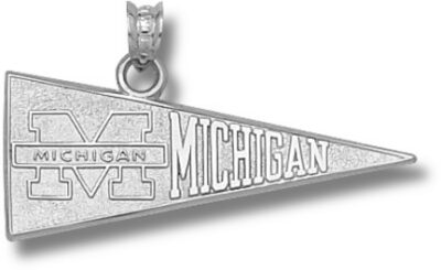 Michigan Wolverines "M and Michigan Pennant" Pendant - Sterling Silver Jewelry