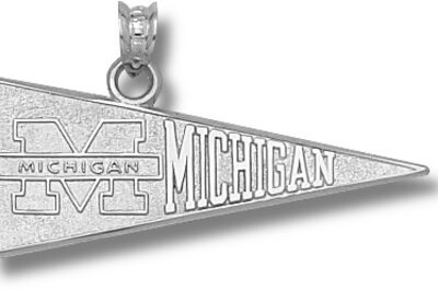 Michigan Wolverines "M and Michigan Pennant" Pendant - Sterling Silver Jewelry