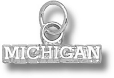 Michigan Wolverines "Michigan" Charm - Sterling Silver Jewelry