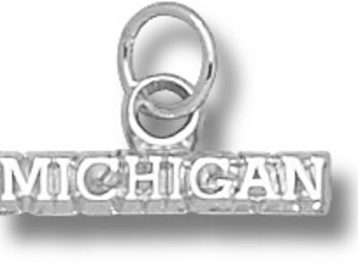 Michigan Wolverines "Michigan" Charm - Sterling Silver Jewelry