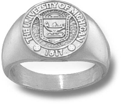 Michigan Wolverines "Seal" 1/2" Ladies' Ring Size 6 1/2 - Sterling Silver Jewelry