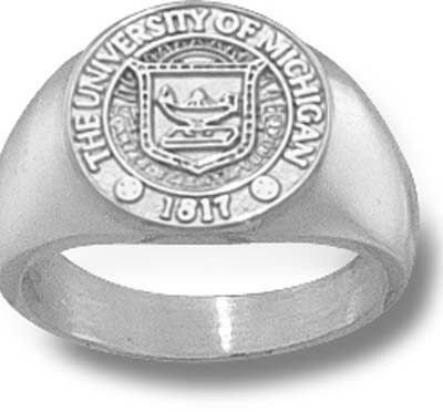 Michigan Wolverines "Seal" 1/2" Ladies' Ring Size 6 1/2 - Sterling Silver Jewelry