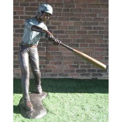 "Middle of Swing (Baseball Batter)" Bronze Garden Statue - Approx. 5' High