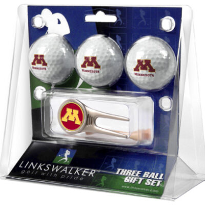 Minnesota Golden Gophers 3 Golf Ball Gift Pack with Cap Tool