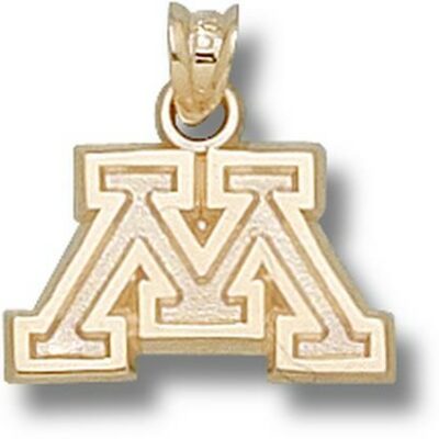 Minnesota Golden Gophers Block "M" Pendant - 14KT Gold Jewelry