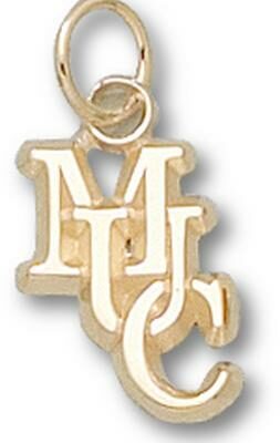 Mount Union Purple Raiders Interlocked "MUC" 1/2" Charm - 10KT Gold Jewelry