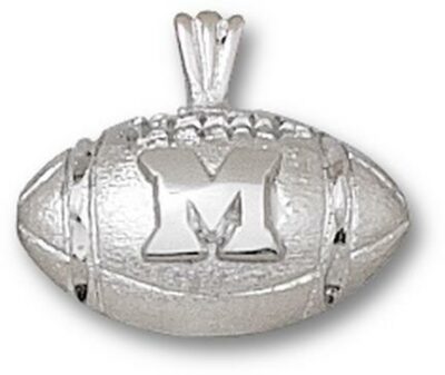 Mount Union Purple Raiders "M Football" Pendant - Sterling Silver Jewelry