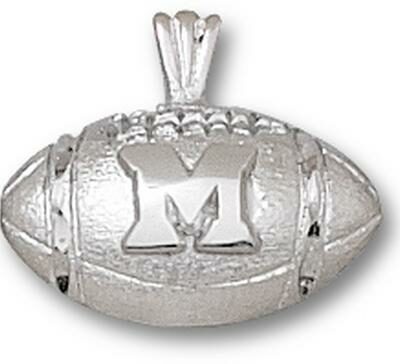 Mount Union Purple Raiders "M Football" Pendant - Sterling Silver Jewelry