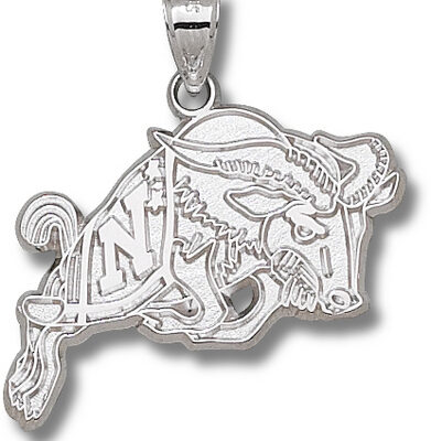 Navy Midshipmen Giant 1" W x 1 1/4" H "Action Goat" Pendant - Sterling Silver Jewelry