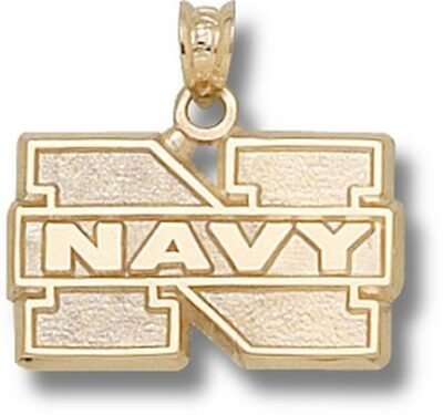 Navy Midshipmen "N Navy" 1/2" Pendant - 10KT Gold Jewelry