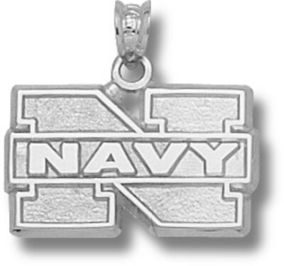 Navy Midshipmen "N Navy" 1/2" Pendant - Sterling Silver Jewelry