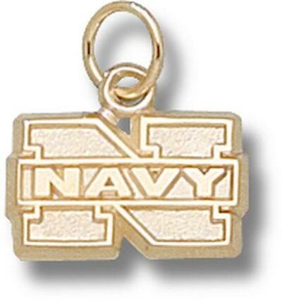 Navy Midshipmen "N Navy" 5/16" Charm - 14KT Gold Jewelry