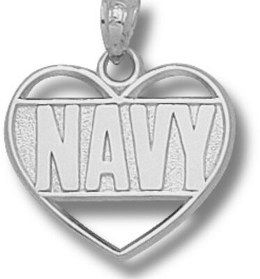 Navy Midshipmen "Navy with Heart" Pendant - Sterling Silver Jewelry