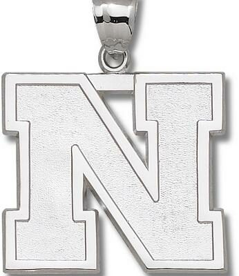 Nebraska Cornhuskers Giant 1 1/2" W x 1 1/4" H Block "N" Pendant - Sterling Silver Jewelry