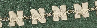 Nebraska Cornhuskers "N Huskers" 7.5" Bracelet - 14KT Gold Jewelry