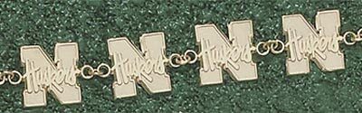 Nebraska Cornhuskers "N Huskers" 7.5" Bracelet - 14KT Gold Jewelry