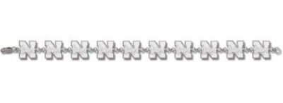 Nebraska Cornhuskers "N Huskers" 7.5" Bracelet - Sterling Silver Jewelry