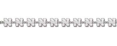 Nebraska Cornhuskers "N Huskers" 7.5" Bracelet - Sterling Silver Jewelry