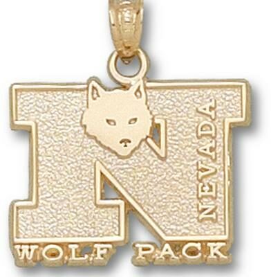 Nevada Wolf Pack "N Wolf Pack with Wolf" Pendant - 10KT Gold Jewelry