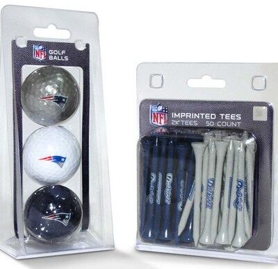 New England Patriots Golf Tees and Golf Balls Pack (50 Tees / 3 Balls)