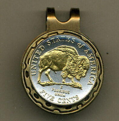 New Jefferson Nickel "Bison" 2005 Two Tone Coin Golf Ball Marker