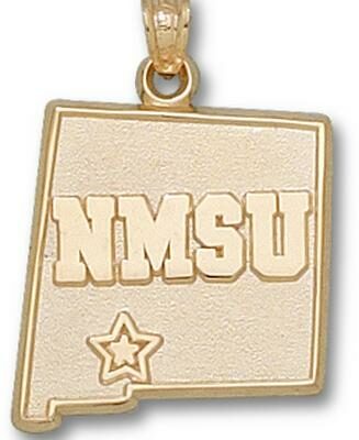 New Mexico State Aggies "NMSU State Map" Pendant - 10KT Gold Jewelry