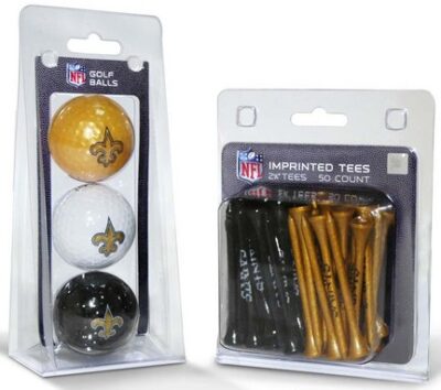 New Orleans Saints Golf Tees and Golf Balls Pack (50 Tees / 3 Balls)