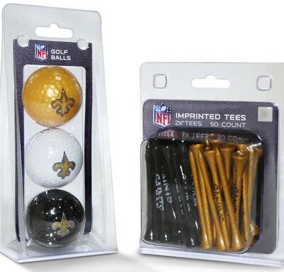 New Orleans Saints Golf Tees and Golf Balls Pack (50 Tees / 3 Balls)