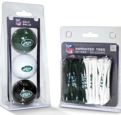 New York Jets Golf Tees and Golf Balls Pack (50 Tees / 3 Balls)