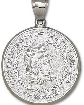 North Carolina (Greensboro) Spartans Giant 1 1/2" W x 1 1/2" H "Seal" Pendant - Sterling Silver Jewelry