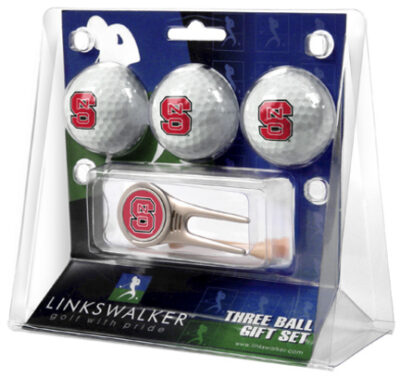 North Carolina State Wolfpack 3 Golf Ball Gift Pack with Cap Tool