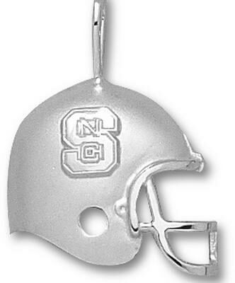 North Carolina State Wolfpack "NC on S Football Helmet" Pendant - Sterling Silver Jewelry