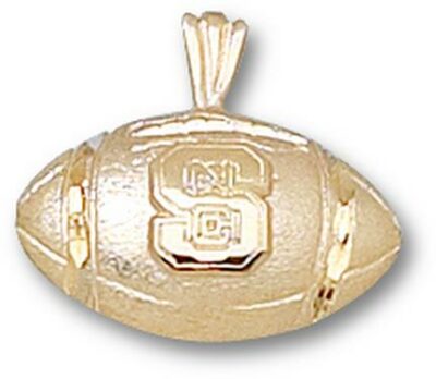 North Carolina State Wolfpack "NC on S Football" Pendant - 14KT Gold Jewelry