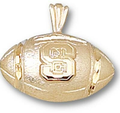 North Carolina State Wolfpack "NC on S Football" Pendant - 14KT Gold Jewelry