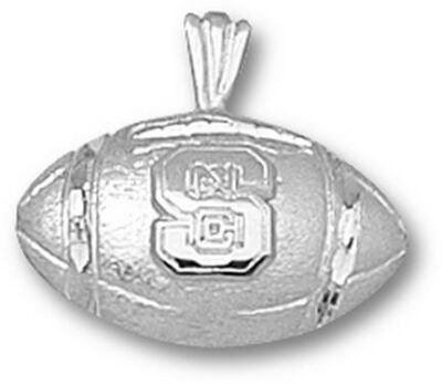 North Carolina State Wolfpack "NC on S Football" Pendant - Sterling Silver Jewelry