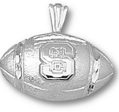 North Carolina State Wolfpack "NC on S Football" Pendant - Sterling Silver Jewelry